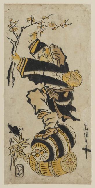 Daikoku Standing on Rice Bales to Cut a Plum Branch