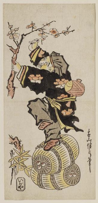 Daikoku Standing on Rice Bales to Cut a Plum Branch