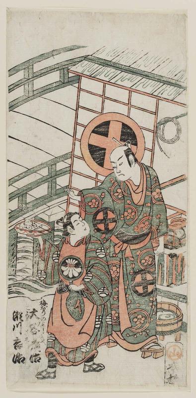 Actors Ôtani Hiroji II as Umebori no Yoshibei and and Segawa Kichiji II as Ageha no Chôkichi