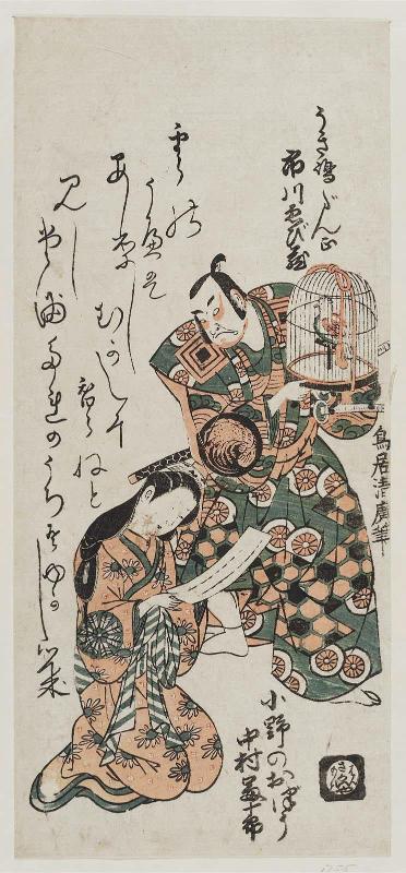 Actors Ichikawa Ebizô II as Ukishima Danjô and Nakamura Tomijûrô I as Ono no Otsû