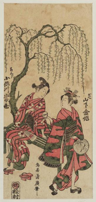 Actors Yamashita Kinsaku II as Oshichi and Osagawa Tsuneyo I as Kichisaburô