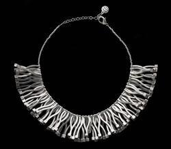 Necklace with stylized "nail" fringe