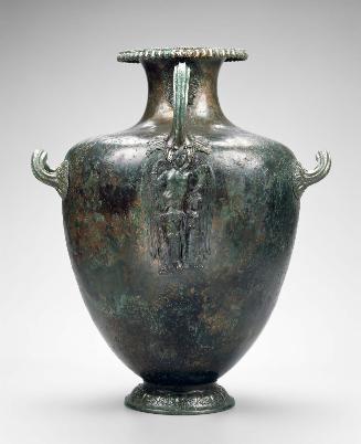 Water jar (hydria-kalpis) with Eros leaning on a statue of Aphrodite