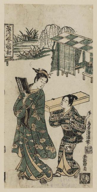 One sheet of Girls of Fukagawa, a Triptych (Fukagawa musume sanpukutsui)