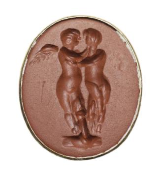 Oval gem with Cupid and Psyche embracing