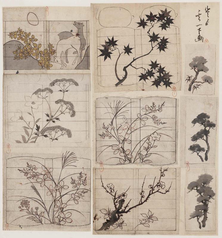 Preparatory drawings for inro