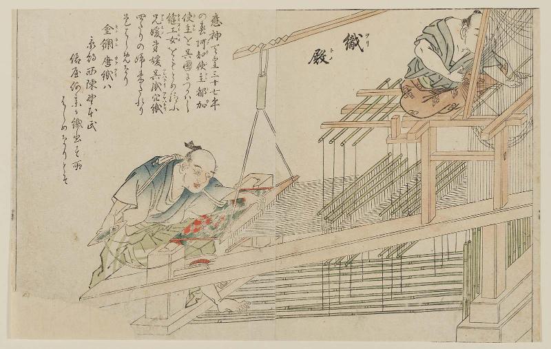 Weavers (Oridono), from the book Iroe shokunin burui (Color Pictures of Various Artisans)