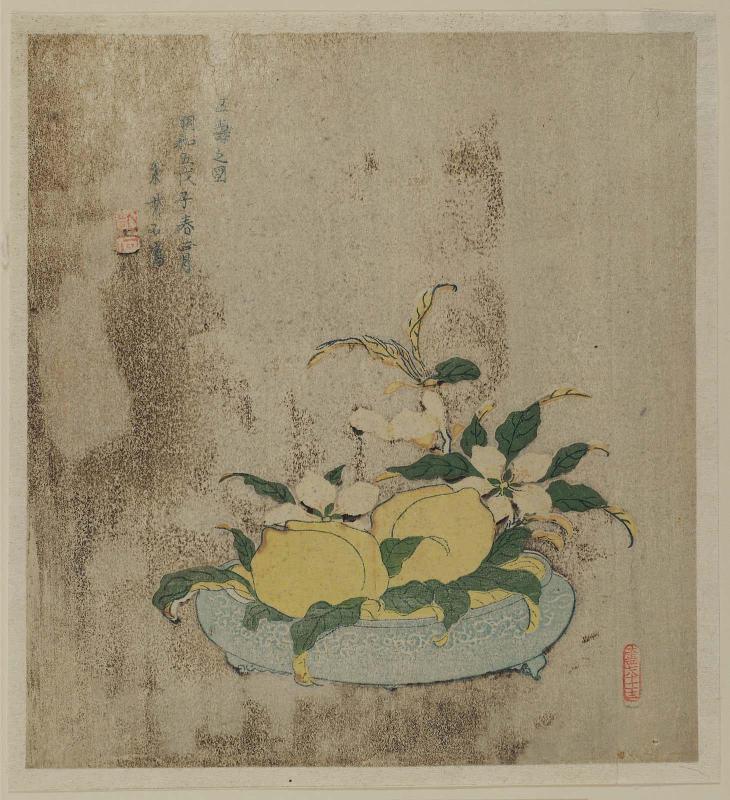 Picture for Long Life (...ju no zu): Peaches and Camellias in a Bowl