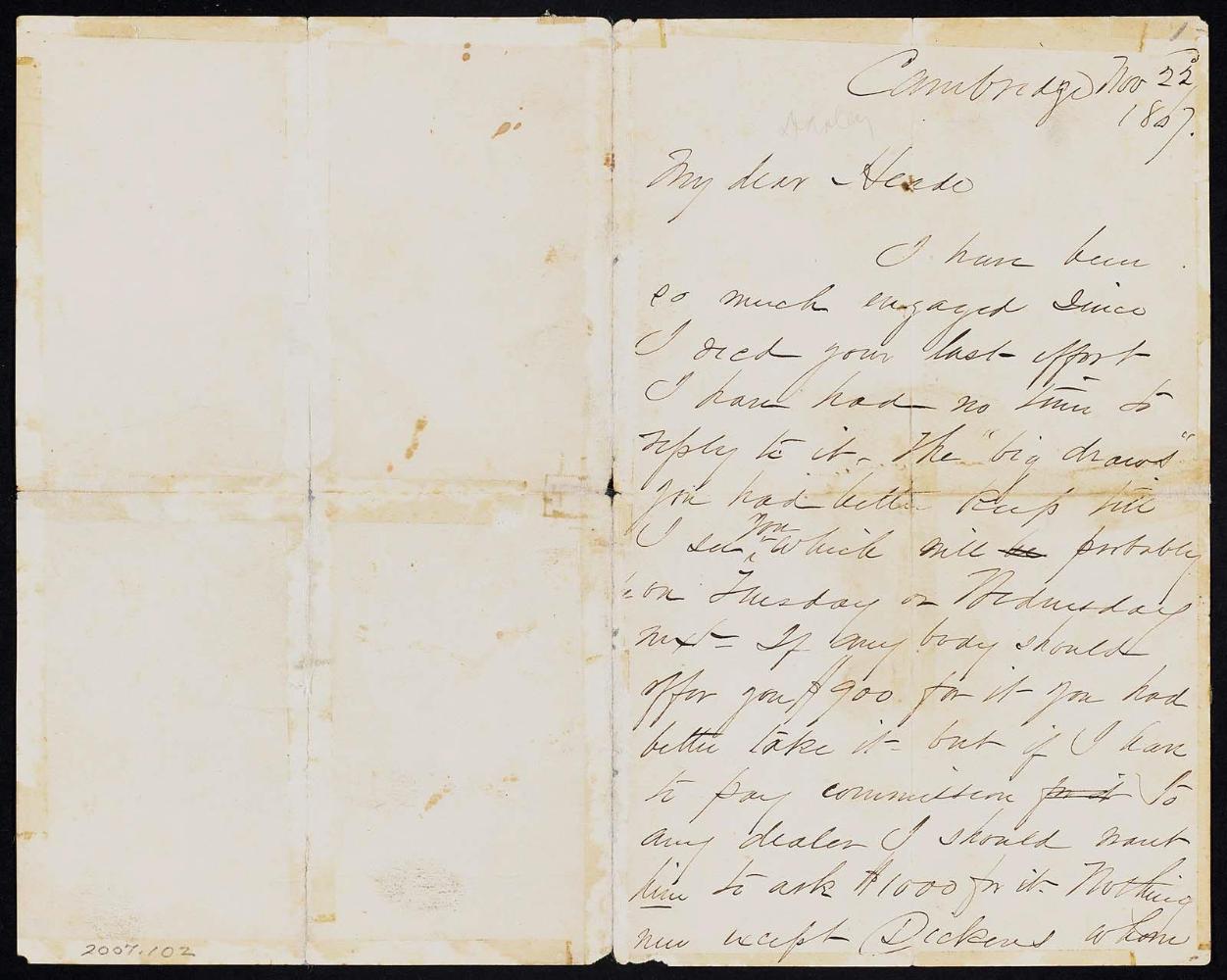 Letter to Martin Johnson Heade, November 22, 1867