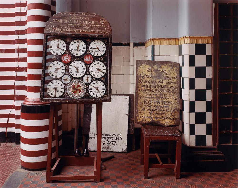 No Ordinary Land: Times for call to prayer, Jemi-Ul-Alfar Mosque, Columbo, Sri Lanka