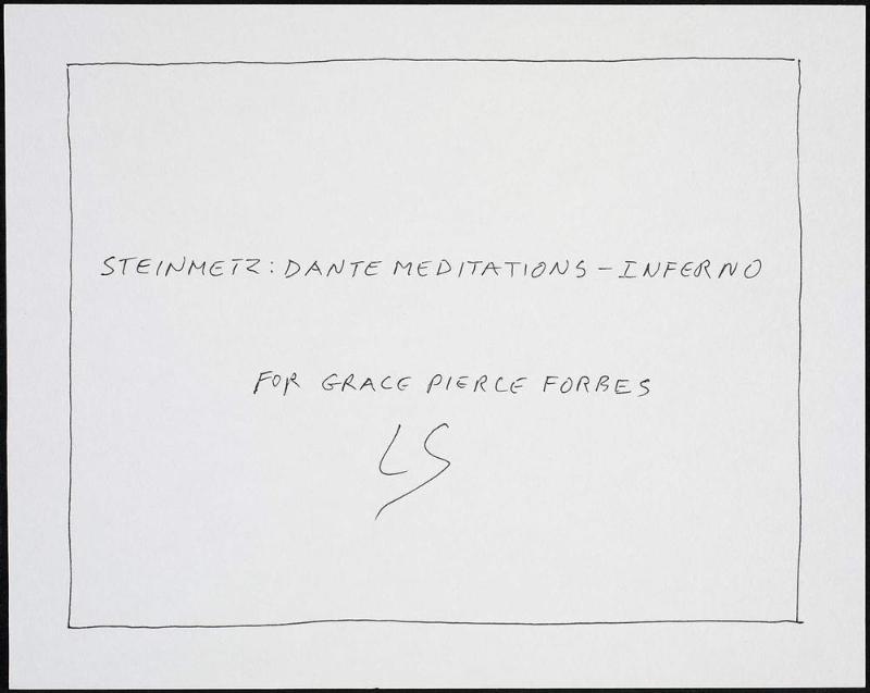 Titlepage with Dedication / Steinmetz: Dante Meditations - Inferno /  For Grace Pierce Forbes / LS