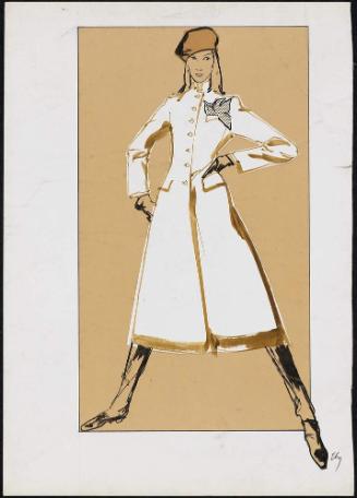 Woman in white coat and beret