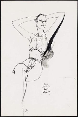 Young woman with arms raised