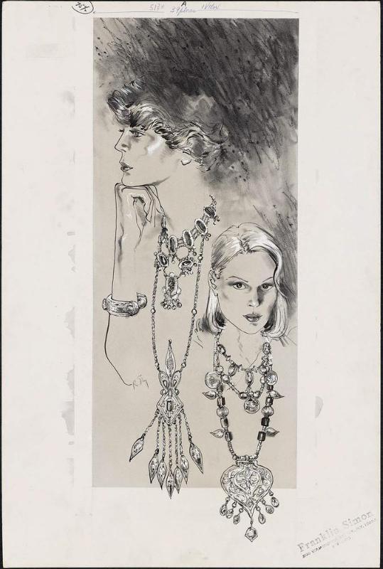 Two women's heads with jewelry