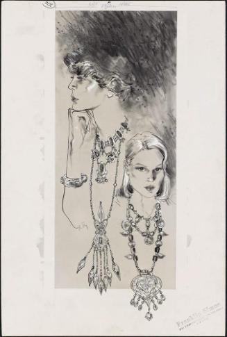 Two women's heads with jewelry