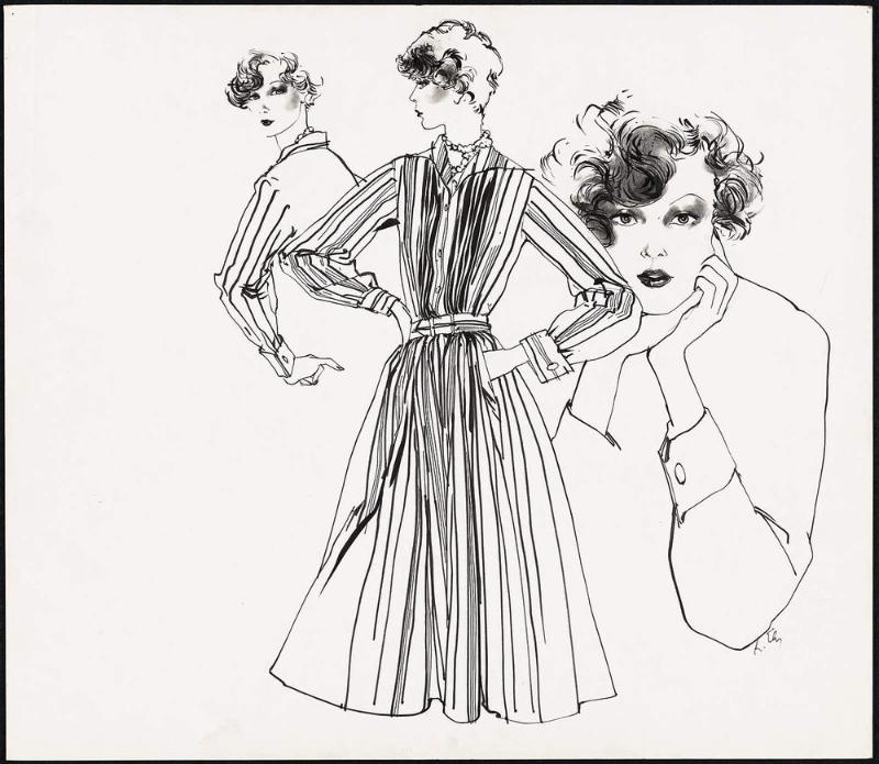 Three figures - striped shortdress