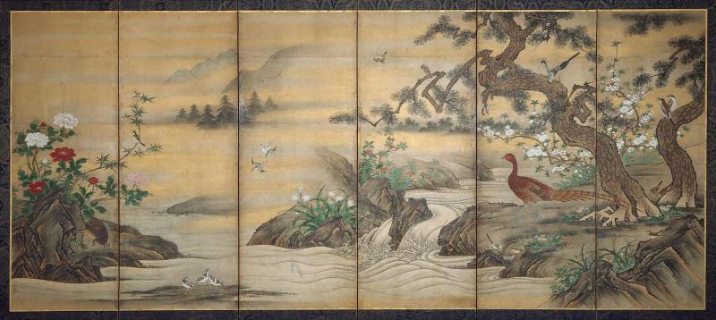 Birds and Flowers in a Landscape
