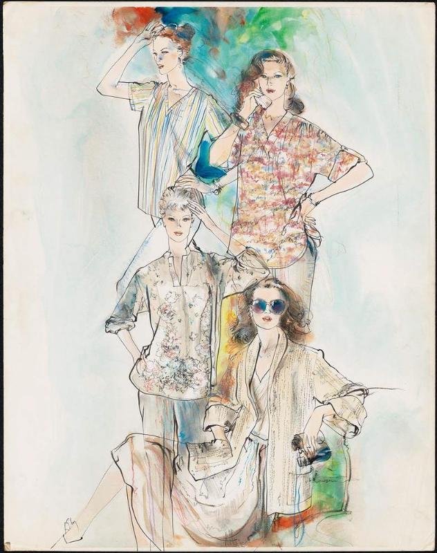 Four young women in daytime dress