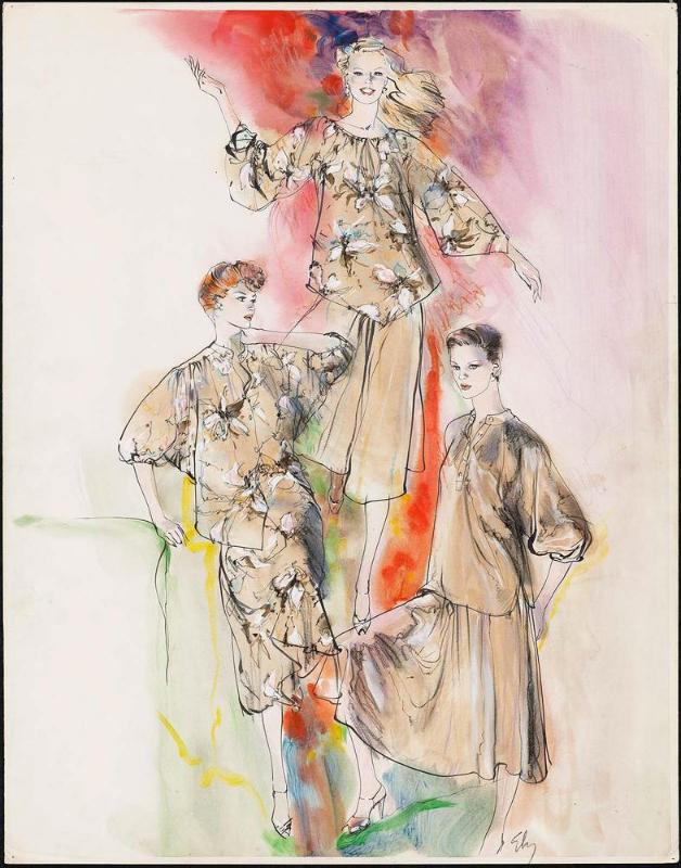 Three young women in daytime dress