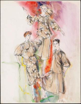 Three young women in daytime dress