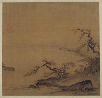 Lake view with a palace lady riding a deer