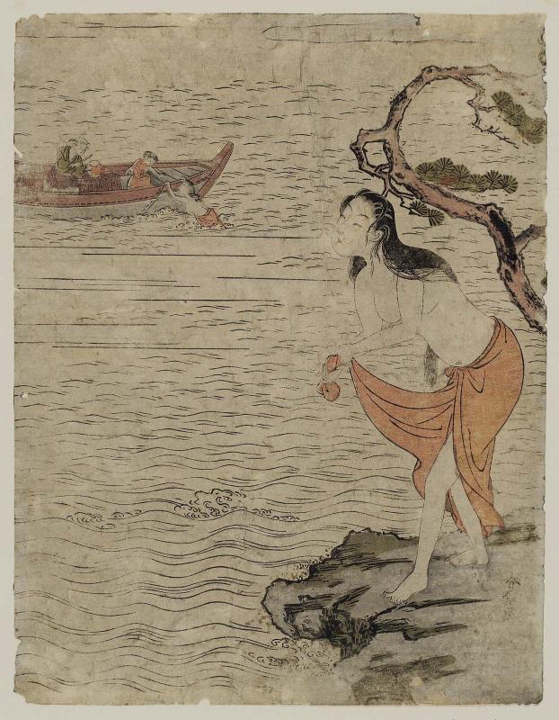 Awabi Diver Wringing Out Her Skirt