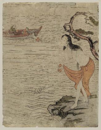 Awabi Diver Wringing Out Her Skirt