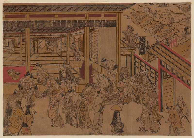 Original Perspective Picture of the Great Gate and Naka-no-chô in the Shin Yoshiwara (Shin Yoshiwara Ômonguchi Naka-no-chô uki-e kongen)
