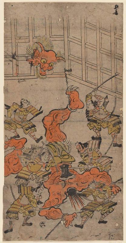 Yorimitsu and His Retainers Killing the Shutendôji, No. 6 from an untitled series of the adventures of Yorimitsu