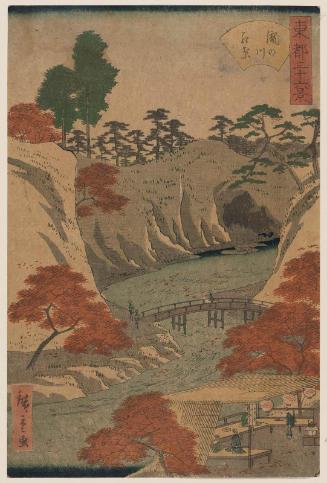 Maple Leaves at Takinogawa (Takinogawa kôyô), from the series Thirty-six Views of the Eastern Capital (Tôto sanjûrokkei)