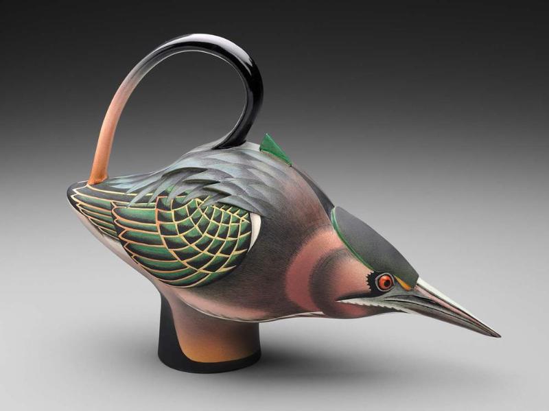 Green Heron teapot