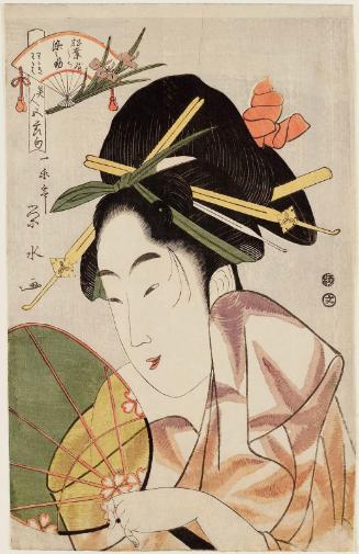 Somenosuke of the Matsubaya, kamuro Wakagi and Wakaba, from the series Beauties for the Five Festivals (Bijin gosekku)