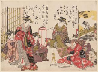 Courtesans, from the album Yoshiwara keisei shin bijin awase jihitsu kagami (New Beauties of the Yoshiwara in the Mirror of their Own Script)