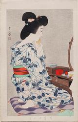 Summer Kimono with Iris Design (Shôbu yukata)