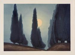 Cedar Trees and Full Moon