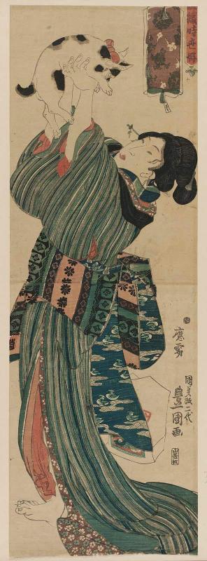 Woman Playing with Cat, from the series Fabrics to Order in Current Taste (Atsurae ori jisei konomi)