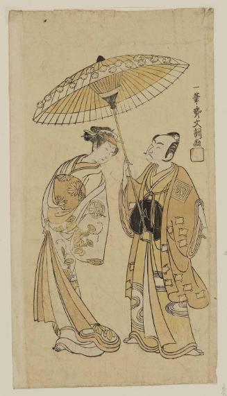 Actors Ichikawa Yaozô II as Soga no Jûrô and Segawa Kikunojô II as Ôiso no Tora