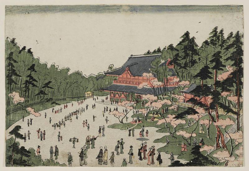 Perspective Picture of Cherry-blossom Viewing at Kan'ei-ji Temple, Tôeizan, Ueno