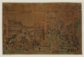 Perspective Picture of the Night Attack in The Storehouse of Loyal Retainers, a Primer (Uki-e Kanadehon Chûshingura youchi no zu)
