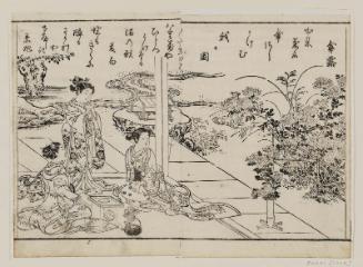 Women Admiring Chrysanthemums, from the book Ehon yotsu no toki, vol. 3