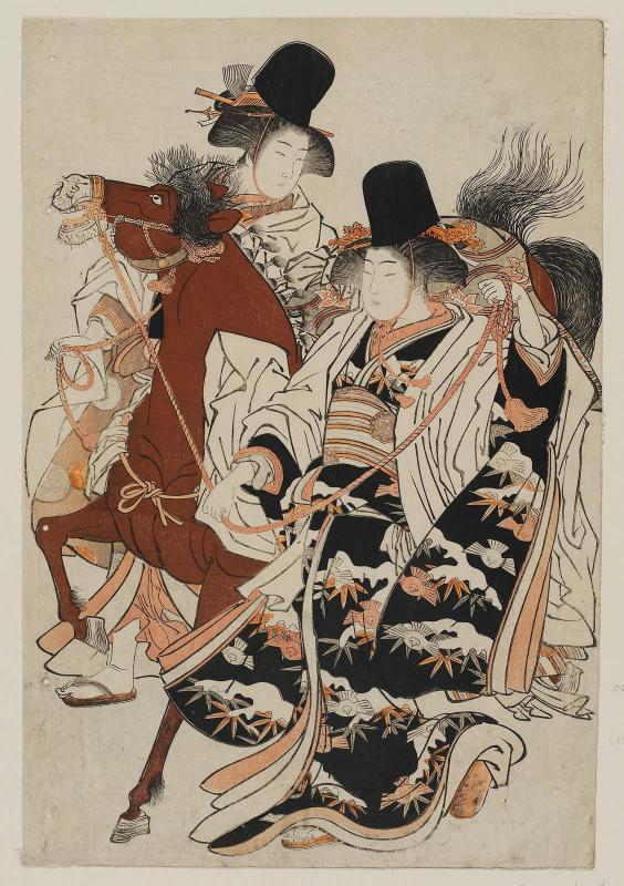 Shinto Priestesses with Sacred Horse