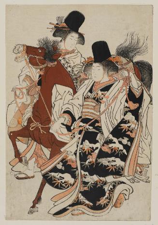 Shinto Priestesses with Sacred Horse