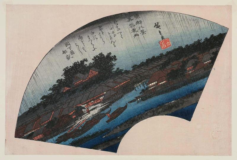 Night Rain at Matsuchiyama (Matsuchi yau), from the series Eight Views of the Eastern Capital (Tôto hakkei)
