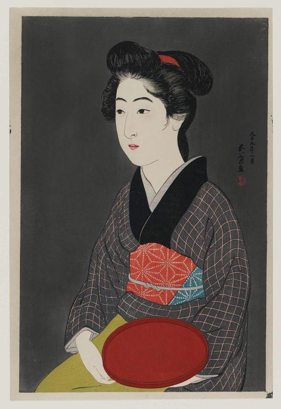 Waitress with a Red Tray (Portrait of Onao, a Maid at the Matsuyoshi Inn, Kyoto)