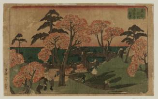 Red Maple Leaves at Kaian-ji Temple (Kaian-ji no kôyô), from the series Famous Places in the Eastern Capital (Tôto meisho)