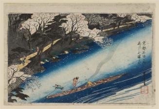 Cherry Blossoms in Full Bloom at Arashiyama (Arashiyama manka), from the series Famous Views of Kyoto (Kyôto meisho no uchi)