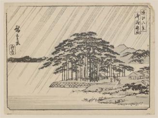 Night Rain at Karasaki (Karasaki yau), from the series Eight Views of Ômi (Ômi hakkei)