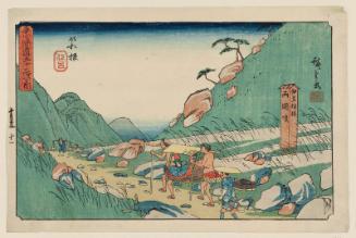 Hakone: The Boundary between Izu and Sagami Provinces (Hakone, Izu Sagami Ryôgoku no sakai), from the series The Fifty-three Stations of the Tôkaidô Road (Tôkaidô gojûsan tsugi no uchi), also known as the Gyôsho Tôkaidô