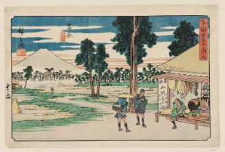 Yoshiwara, from the series The Fifty-three Stations of the Tôkaidô Road (Tôkaidô gojûsan tsugi no uchi), also known as the Gyôsho Tôkaidô