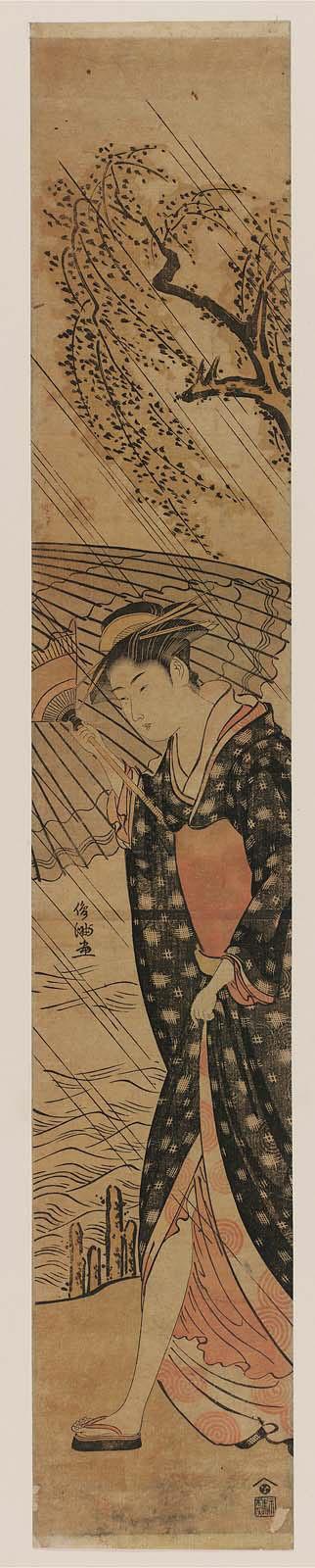 Woman Walking in Rain